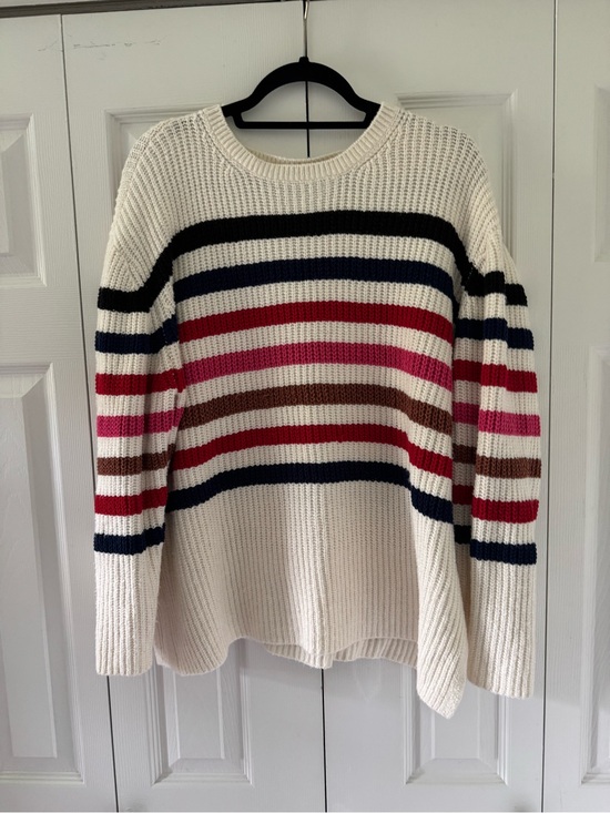 Sweaters - Striped Cream Knit Sweater - Multicolor Stripe